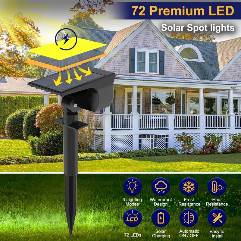 LOTMOS Solarlamp Buiten 8 Stuks 72 LED 6500K Waterdicht — foto 6