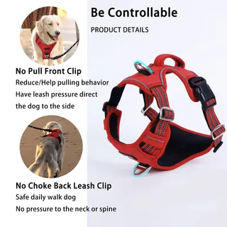 FUNFOX Hondentuig Middelgrote Honden Anti-trek Verstelbaar Rood M — miniatuur 3