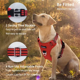 FUNFOX Hondentuig Middelgrote Honden Anti-trek Verstelbaar Rood M — miniatuur 4
