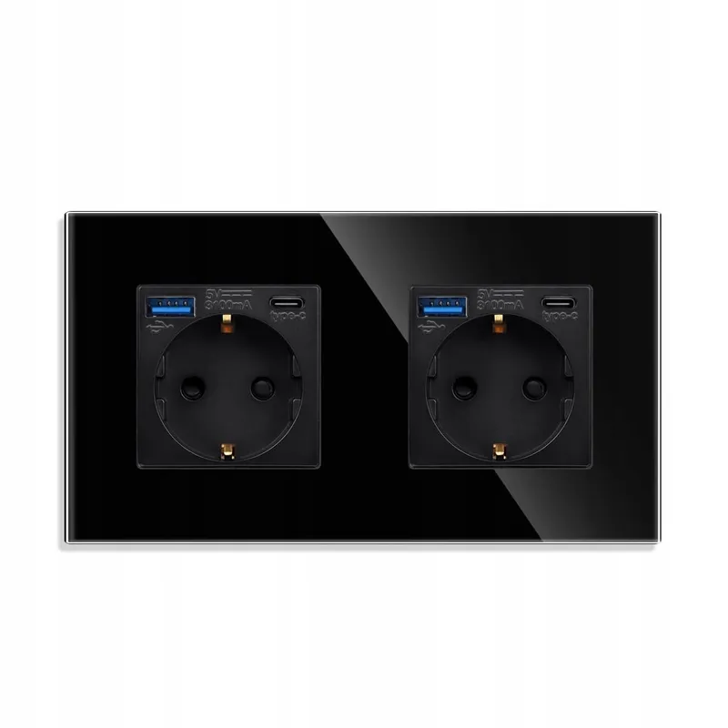 JIMEIDA Dubbel Stopcontact USB 20W Zwart Snelladen Type C 250V 16A — foto 2