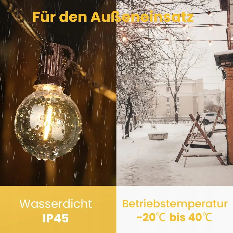 YUUSEI LED Lichtsnoer Buiten 15m Afstandsbediening 25 Gloeilampen IP45 — foto 5