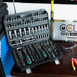 CCLIFE Dopsleutelset 187-Delig Gereedschapskoffer Cr-V 72 Tanden — miniatuur 6
