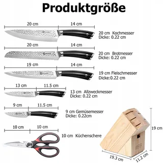 PAUDIN Messenset 7-delig Houten Blok Koolstofstaal — miniatuur 2