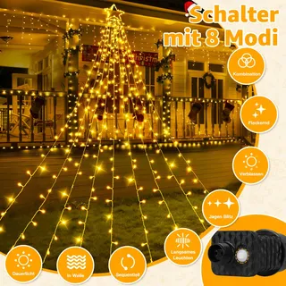 OLLNY Waterdichte Kerstverlichting 8 Modi 3,5M 352 LED — miniatuur 2