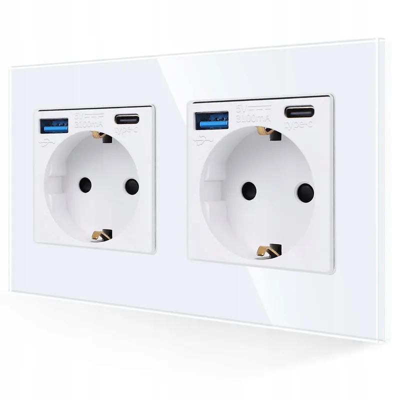 JIMEIDA Dubbel Stopcontact USB Wit 16A Snel Laden Type C 250V — foto 2