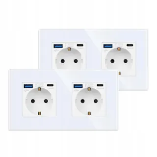 JIMEIDA Dubbel Stopcontact USB Wit 16A Snel Laden Type C 250V — miniatuur 1