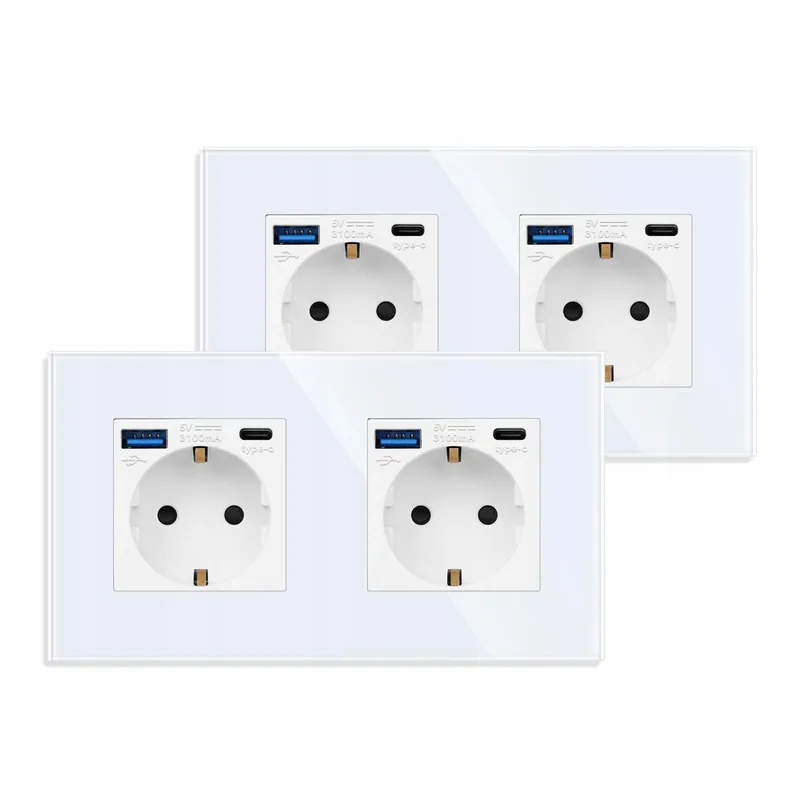JIMEIDA Dubbel Stopcontact USB Wit 16A Snel Laden Type C 250V — foto 1