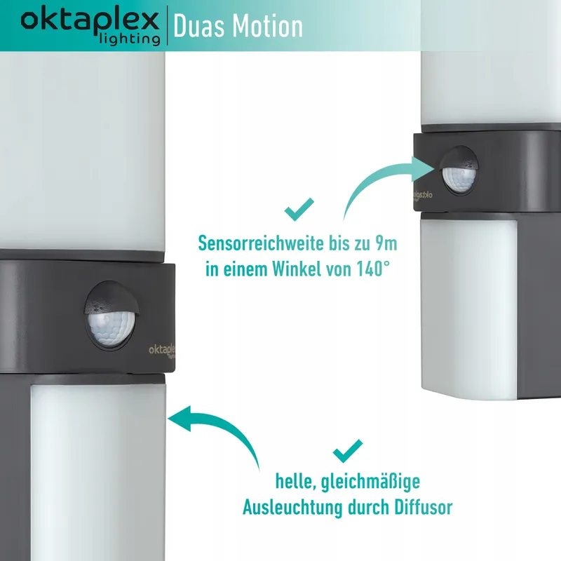 OKTAPLEX Lighting Buitenlamp Bewegingsmelder 20W 1800lm 3000K IP65 — foto 4
