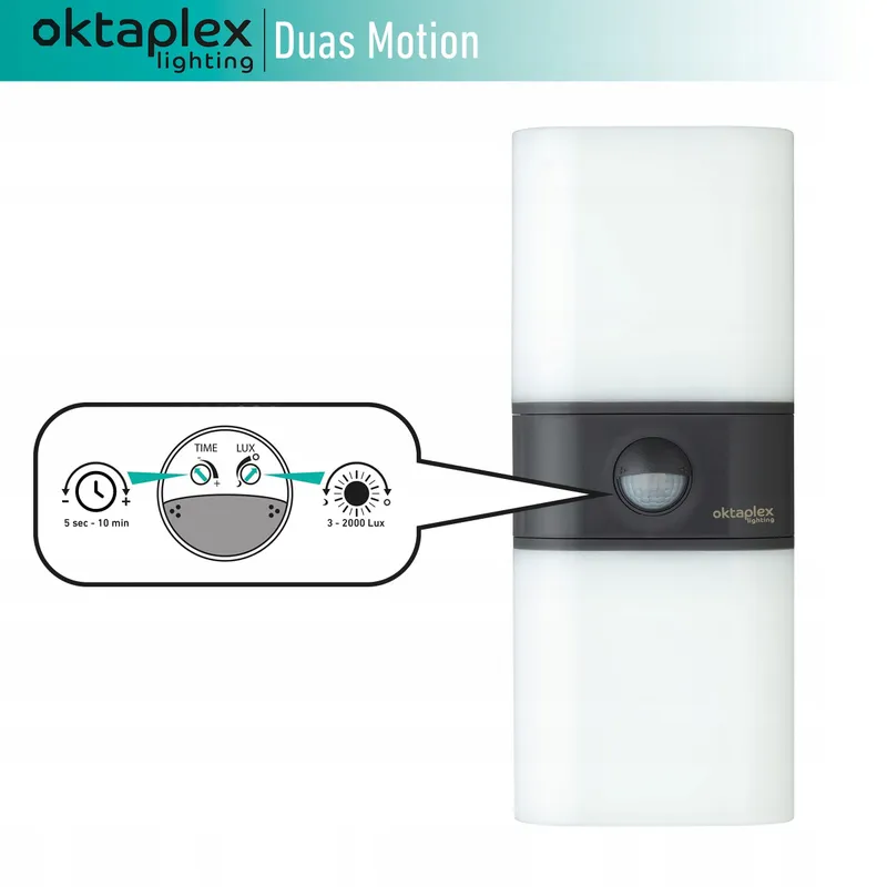 OKTAPLEX Lighting Buitenlamp Bewegingsmelder 20W 1800lm 3000K IP65 — foto 5
