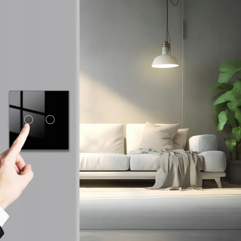 JIMEIDA Touchschakelaar 2-Kanaals Zwart Glazen Paneel 240V 500W — foto 3