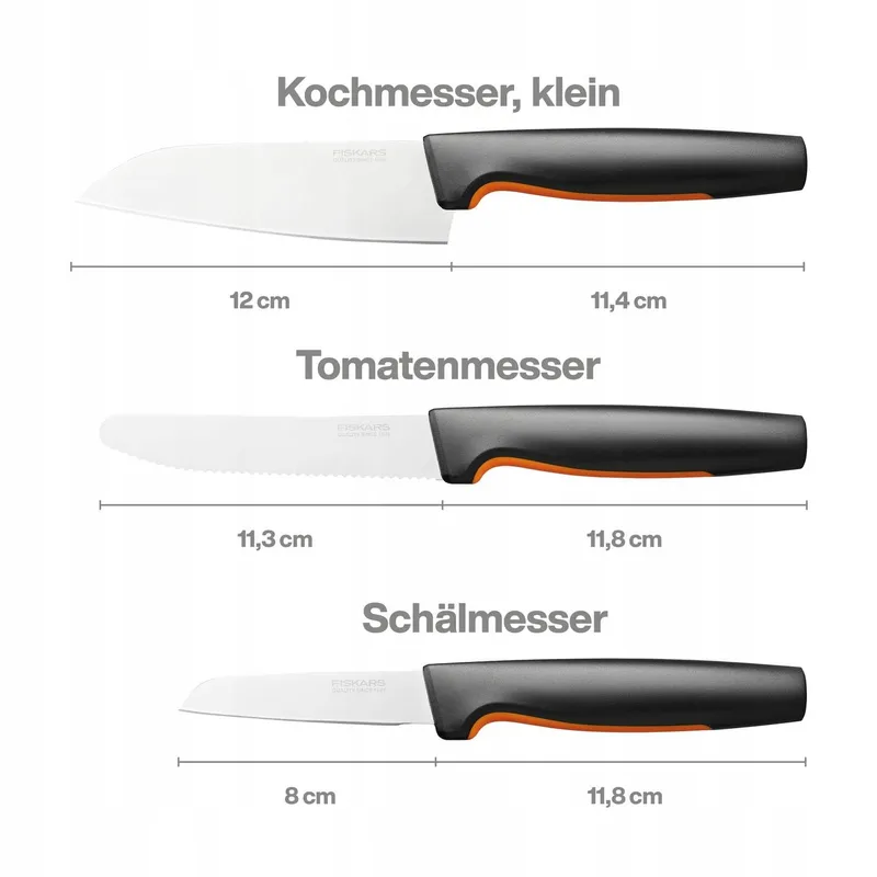 FISKARS Keukenmessenset 3-delig Japans Staal Kunststof — foto 3