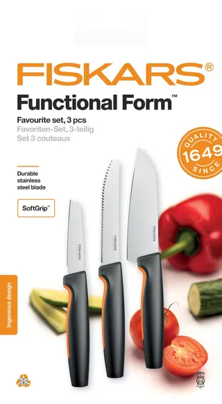 FISKARS Keukenmessenset 3-delig Japans Staal Kunststof — miniatuur 7