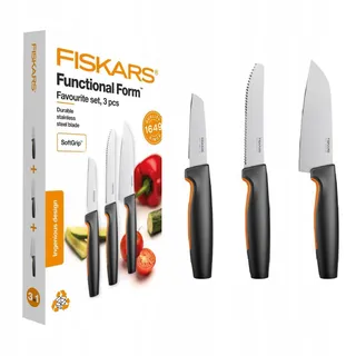 FISKARS Keukenmessenset 3-delig Japans Staal Kunststof — miniatuur 1