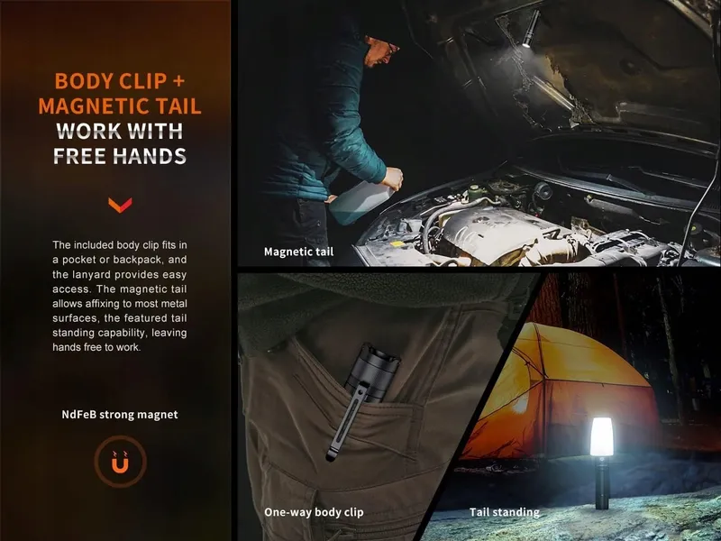 FENIX E35R Zaklamp 3100 Lumen Magnetische Staartkap — foto 7