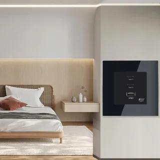 TAWOIA Schuko Stopcontact 65W USB C Snelladen Zwart Glazen Paneel — miniatuur 9