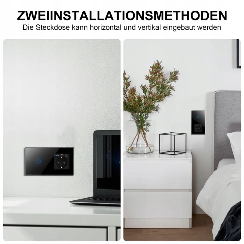 CNBINGO Smart Touch Schakelaar USB Type C Stopcontact Zwart — foto 8