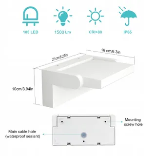 KLIGHTEN 24W Waterdichte LED Wandlamp 1500LM Warm Wit — miniatuur 6