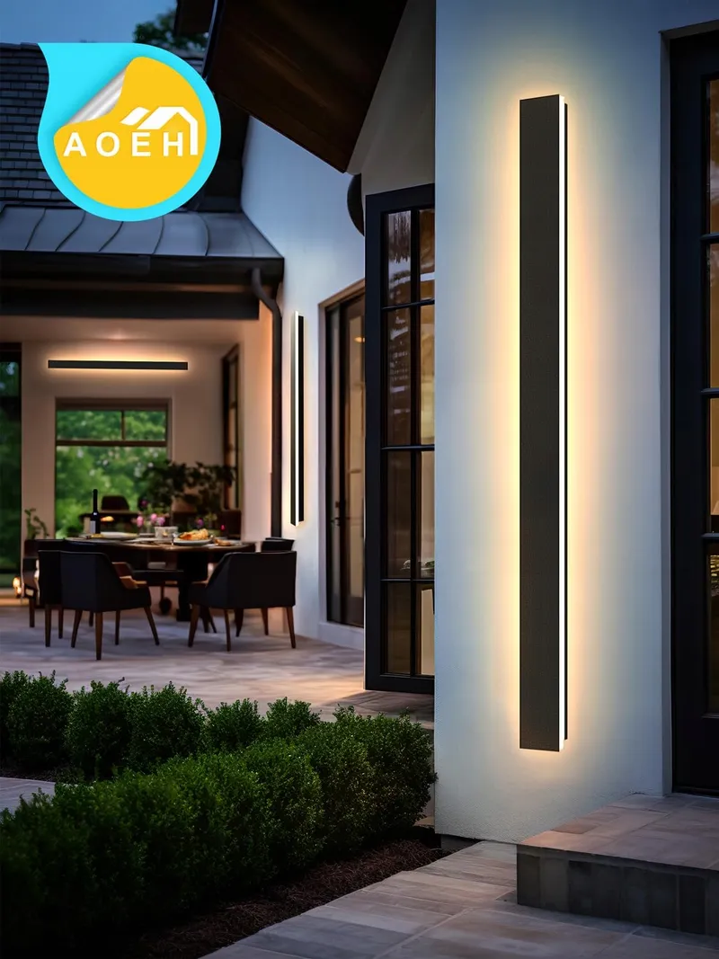 LANGE Zwarte Wandlamp LED Waterdicht IP65 150cm 48W Warm Licht — foto 5