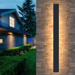 LANGE Zwarte Wandlamp LED Waterdicht IP65 150cm 48W Warm Licht — miniatuur 1