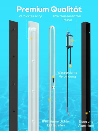 LANGE Zwarte Wandlamp LED Waterdicht IP65 150cm 48W Warm Licht — miniatuur 6