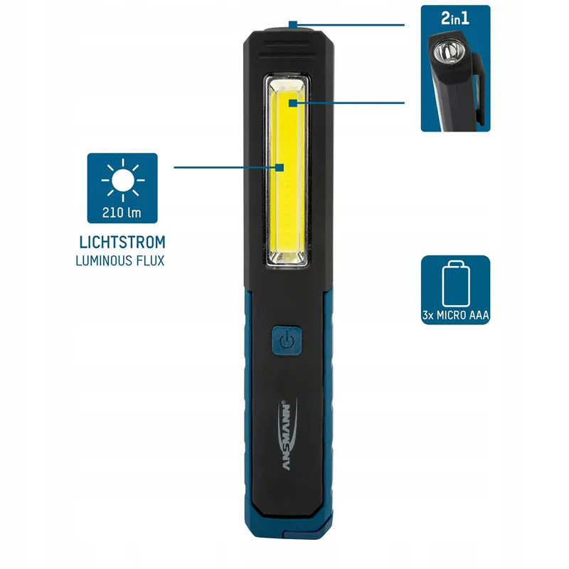 ANSMANN LED Werkplaatslamp 210 Lumen Draadloos Magnetisch — foto 2