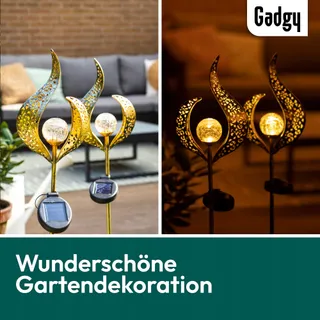 GADGY Solarlantaarns Buiten 2 Stuks Waterdicht LED Tuin Zwart — miniatuur 2