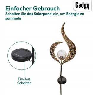 GADGY Solarlantaarns Buiten 2 Stuks Waterdicht LED Tuin Zwart — miniatuur 8