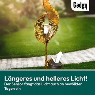 GADGY Solarlantaarns Buiten 2 Stuks Waterdicht LED Tuin Zwart — miniatuur 4