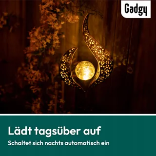 GADGY Solarlantaarns Buiten 2 Stuks Waterdicht LED Tuin Zwart — miniatuur 6
