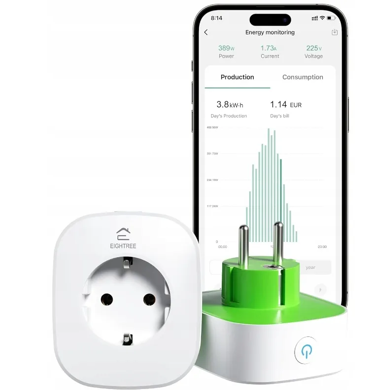 EIGHTREE Smart Stopcontact WiFi Met Energiemeting Balkonkrachtcentrale — foto 9
