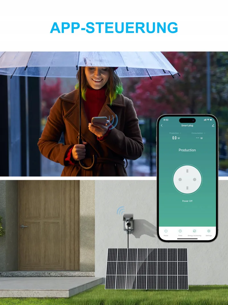 EIGHTREE Smart Stopcontact WiFi Met Energiemeting Balkonkrachtcentrale — foto 6