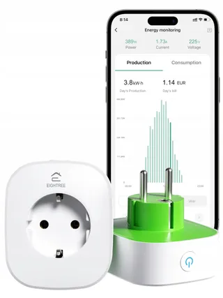EIGHTREE Smart Stopcontact WiFi Met Energiemeting Balkonkrachtcentrale — miniatuur 1