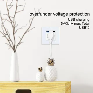 JIMEIDA Stopcontact USB 20W Snelladen Wit 16A Glas Type C 250V — miniatuur 3