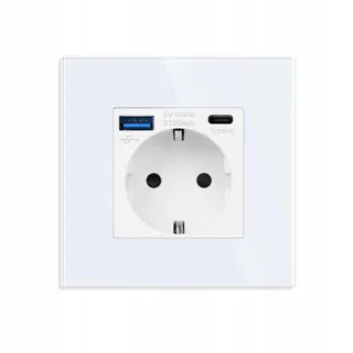 JIMEIDA Stopcontact USB 20W Snelladen Wit 16A Glas Type C 250V — miniatuur 1