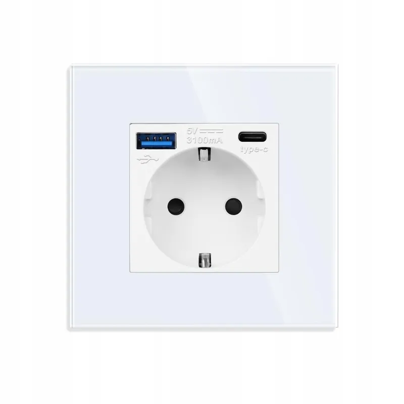 JIMEIDA Stopcontact USB 20W Snelladen Wit 16A Glas Type C 250V — foto 1