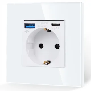 JIMEIDA Stopcontact USB 20W Snelladen Wit 16A Glas Type C 250V — miniatuur 2