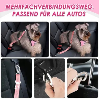 EYEIN Hondentuigje Met Veiligheidsgordel Auto Verstelbaar Roze XS — miniatuur 4