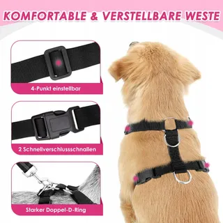 EYEIN Hondentuigje Met Veiligheidsgordel Auto Verstelbaar Roze XS — miniatuur 3
