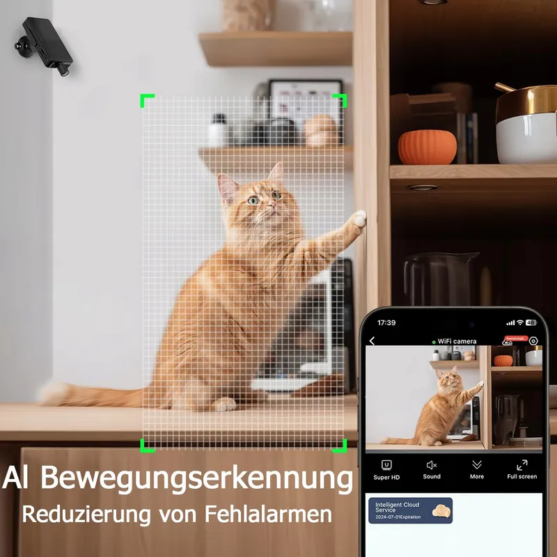 HD Mini Camera Binnen Beveiliging 10u Batterij Cloud WiFi — foto 5