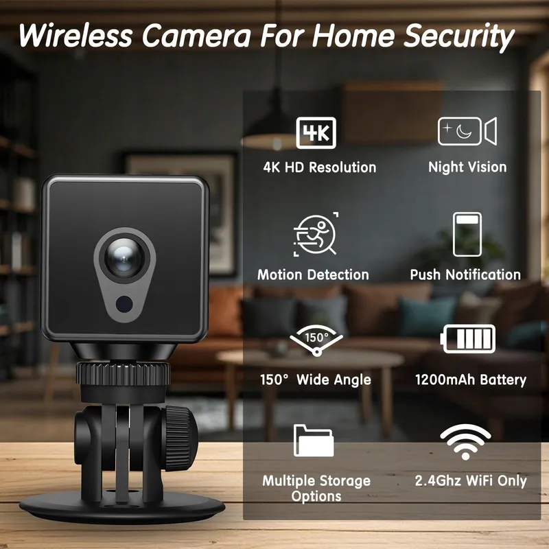 EKJANEPE 4K HD Mini Bewakingscamera WiFi Binnen Nachtzicht — foto 3