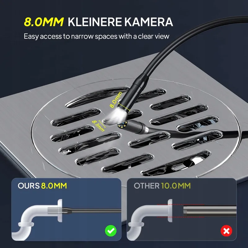 QIMIC Inspectiecamera 1080P HD 8 LED IP67 2,4" Scherm 5m Kabel — foto 3