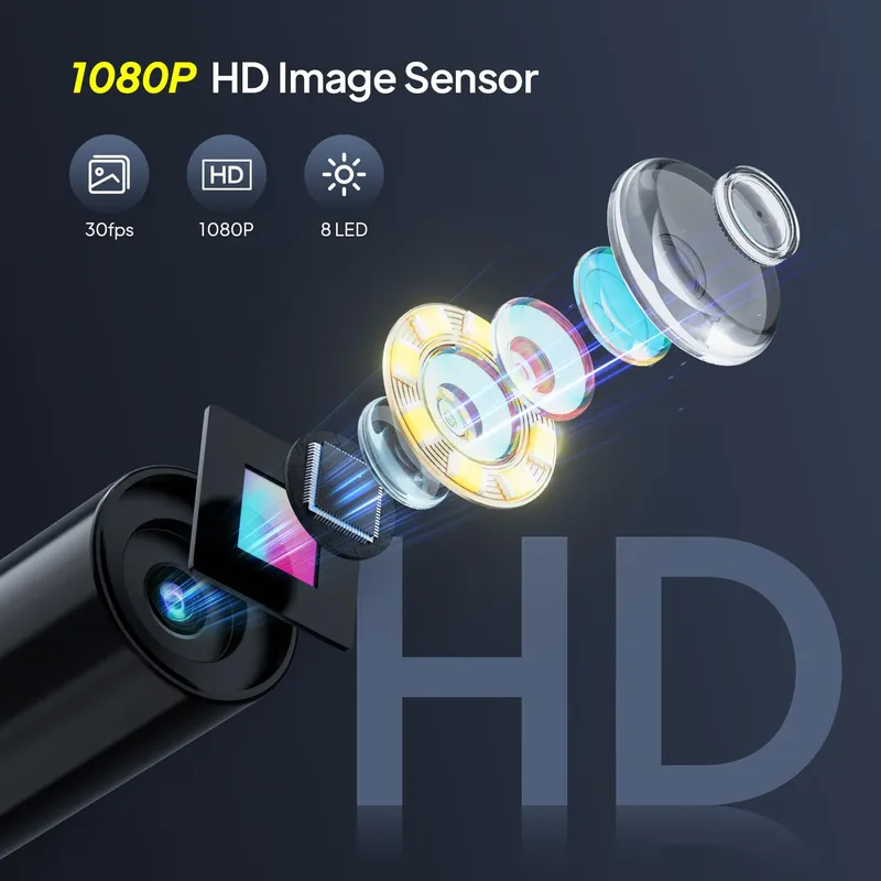 QIMIC Endoscoopcamera 15M IP67 8 LED 2X Zoom 2000mAh β foto 2