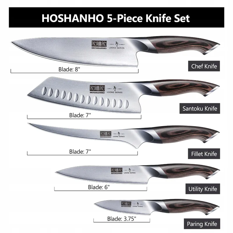 YABANO Keukenmessenset 16-delig Roestvrij Staal met Houten Blok — foto 10