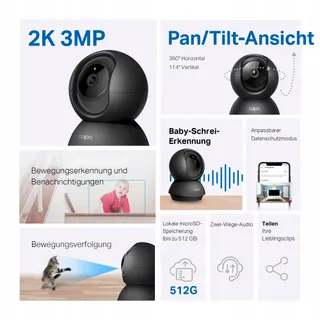TP-LINK Tapo C211 IP Camera WLAN 3MP Audio Nachtzicht 9m — miniatuur 2