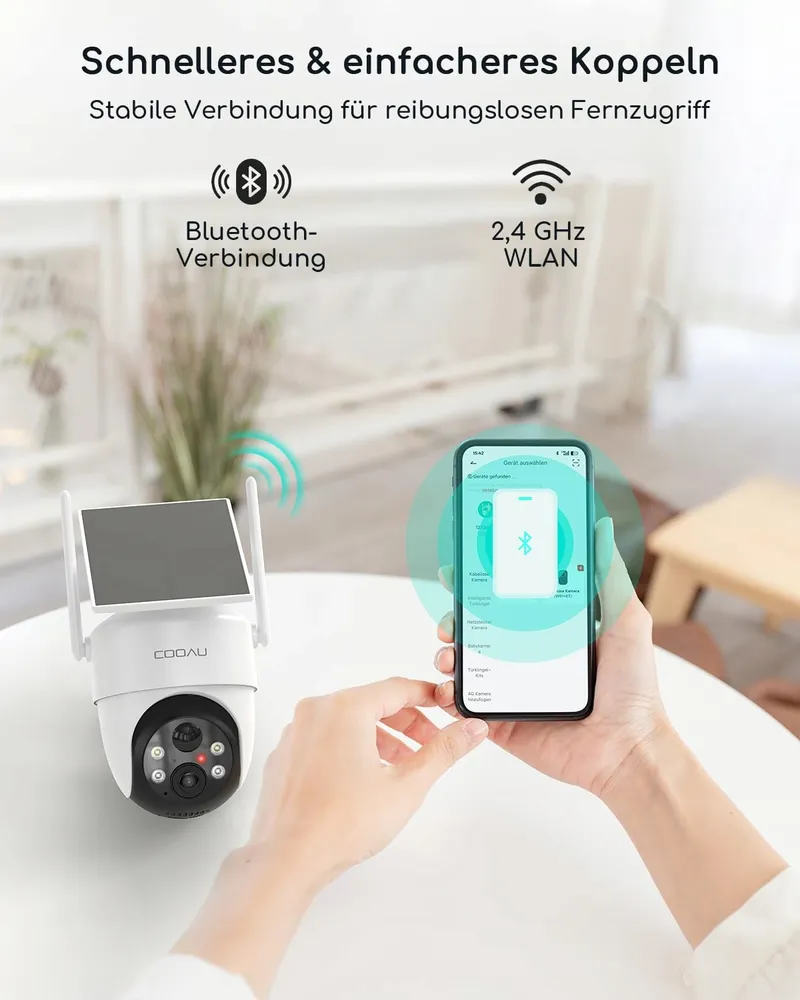 COOAU 2K Buitencamera Draadloos Solar 360 Audio Alexa — foto 4