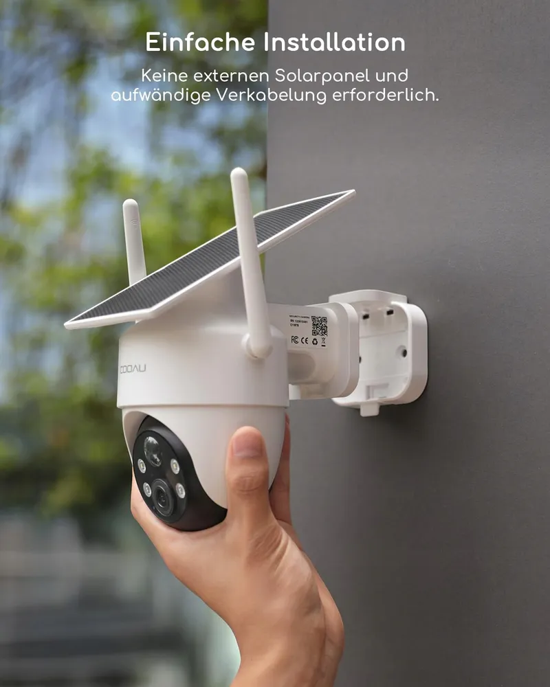 COOAU 2K Buitencamera Draadloos Solar 360 Audio Alexa — foto 3