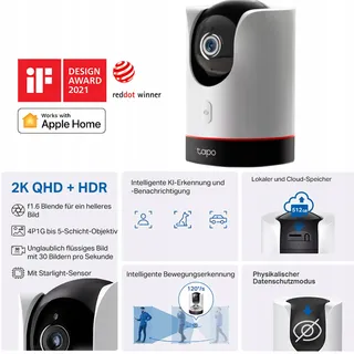 TAPO C225 360 WiFi Beveiligingscamera 2K 4MP Starlight Alexa Google — miniatuur 2