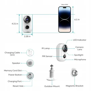 ZUMIMALL Camera Buiten 2K 2 Stuks 3MP Nachtzicht PIR IP66 Audio — miniatuur 8
