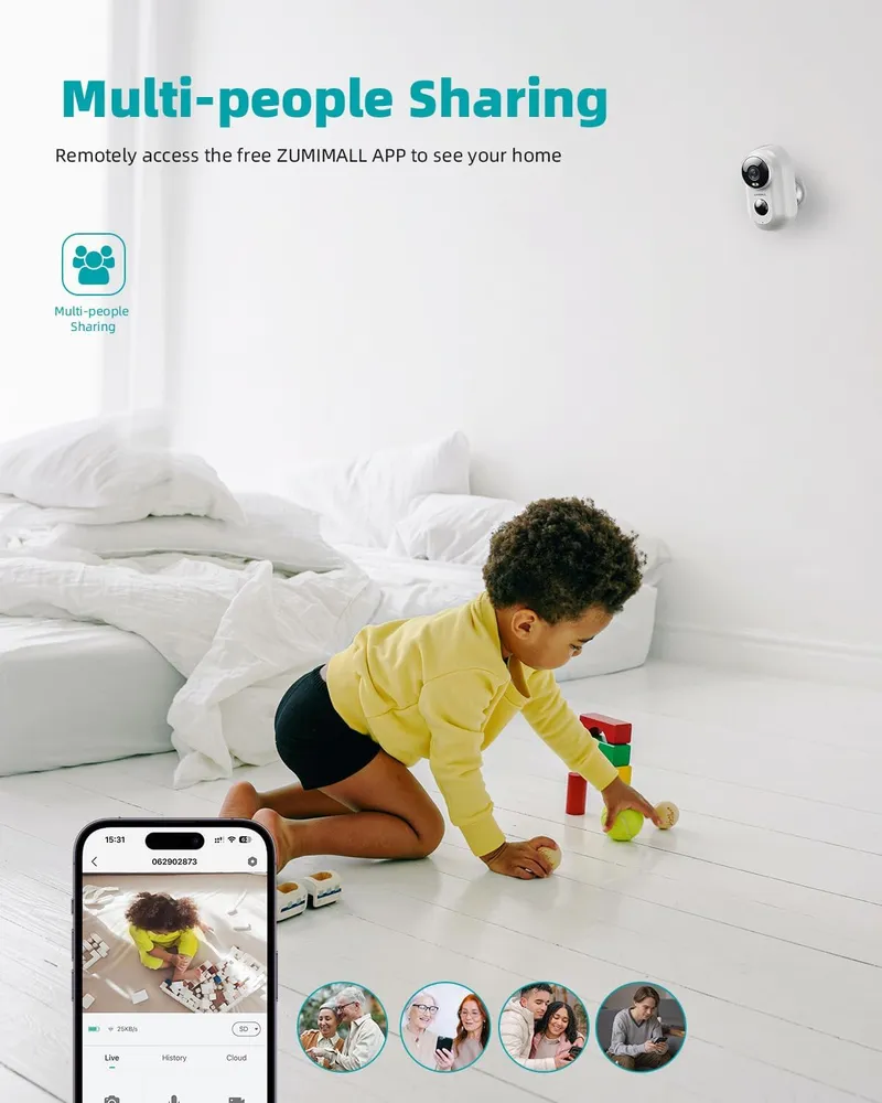 ZUMIMALL Camera Buiten 2K 2 Stuks 3MP Nachtzicht PIR IP66 Audio — foto 3