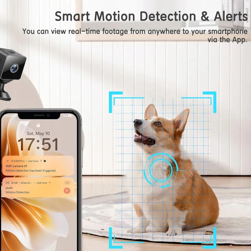 EKJANEPE Camera WiFi 1080P Mini Nachtzicht Bewegingsdetectie Binnen Buiten — foto 3